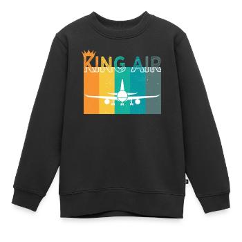 Pilot Flugzeug fliegen Flugsport Geschenkidee - Kinder Premium Organic Sweatshirt - Schwarz - Vorne - AI Model Kid Female (0cm)