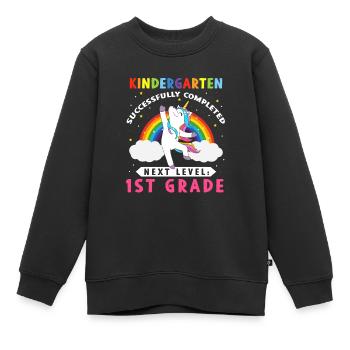 Kindergarten erfolgreich abgeschlossen Einhorn - Kinder Premium Organic Sweatshirt - Schwarz - Vorne - AI Model Kid Female (0cm)