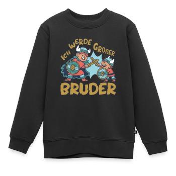 Werde Großer Bruder Wikinger Baby Ankündigung - Kinder Premium Organic Sweatshirt - Schwarz - Vorne - AI Model Kid Female (0cm)