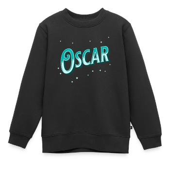 Oscar Namen personalisiert - Kinder Premium Organic Sweatshirt - Schwarz - Vorne - AI Model Kid Female (0cm)