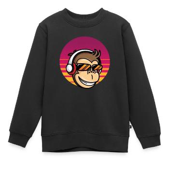 Affe mit Headset - Kinder Premium Organic Sweatshirt - Schwarz - Vorne - AI Model Kid Female (0cm)