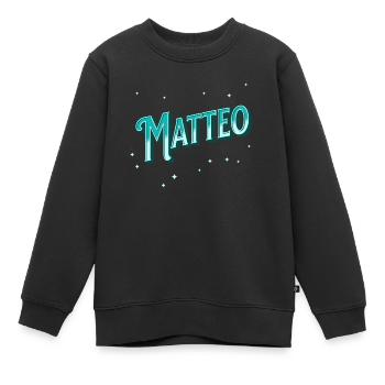 Matteo Namen personalisiert - Kinder Premium Organic Sweatshirt - Schwarz - Vorne - AI Model Kid Female (0cm)