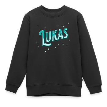 Lukas Namen personalisiert - Kinder Premium Organic Sweatshirt - Schwarz - Vorne - AI Model Kid Female (0cm)