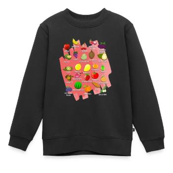 Gemüse-Alphabet - Kinder Premium Organic Sweatshirt - Schwarz - Vorne - AI Model Kid Female (0cm)