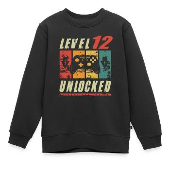 Level 12 Unlocked Gamer Turning 12th Birthday Gift - Kinder Premium Organic Sweatshirt - Schwarz - Vorne - AI Model Kid Female (0cm)