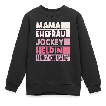Jockey Mama Ehefrau Heldin - Kinder Premium Organic Sweatshirt - Schwarz - Vorne - AI Model Kid Female (0cm)
