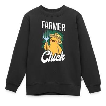 Farming Farmer Girl Chicken Farmer - Kinder Premium Organic Sweatshirt - Schwarz - Vorne - AI Model Kid Female (0cm)