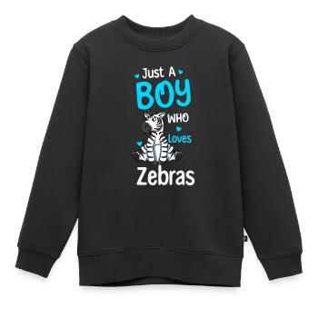Nur Ein Junge, Der Zebras Liebt - Kinder Premium Organic Sweatshirt - Schwarz - Vorne - AI Model Kid Female (0cm)