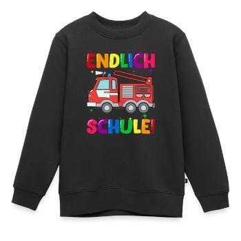 Endlich Schule Feuerwehr Einschulung Schulkind - Kinder Premium Organic Sweatshirt - Schwarz - Vorne - AI Model Kid Female (0cm)