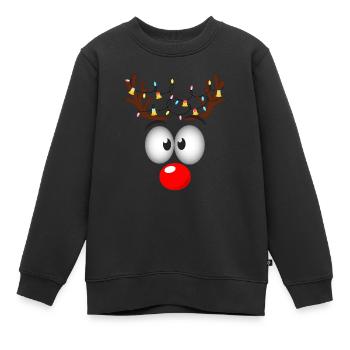 Drôle de renne aux yeux croisés face aux vacances de Noël - Sweat Premium enfant bio - noir - Devant - AI Model Kid Female (0cm)
