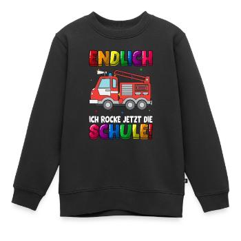 Endlich jetzt rocke ich die Schule Einschulung - Kinder Premium Organic Sweatshirt - Schwarz - Vorne - AI Model Kid Female (0cm)