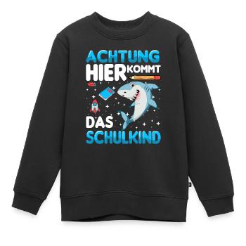 Schulkind Hai Einschulung 1. Klasse Schule - Kinder Premium Organic Sweatshirt - Schwarz - Vorne - AI Model Kid Female (0cm)