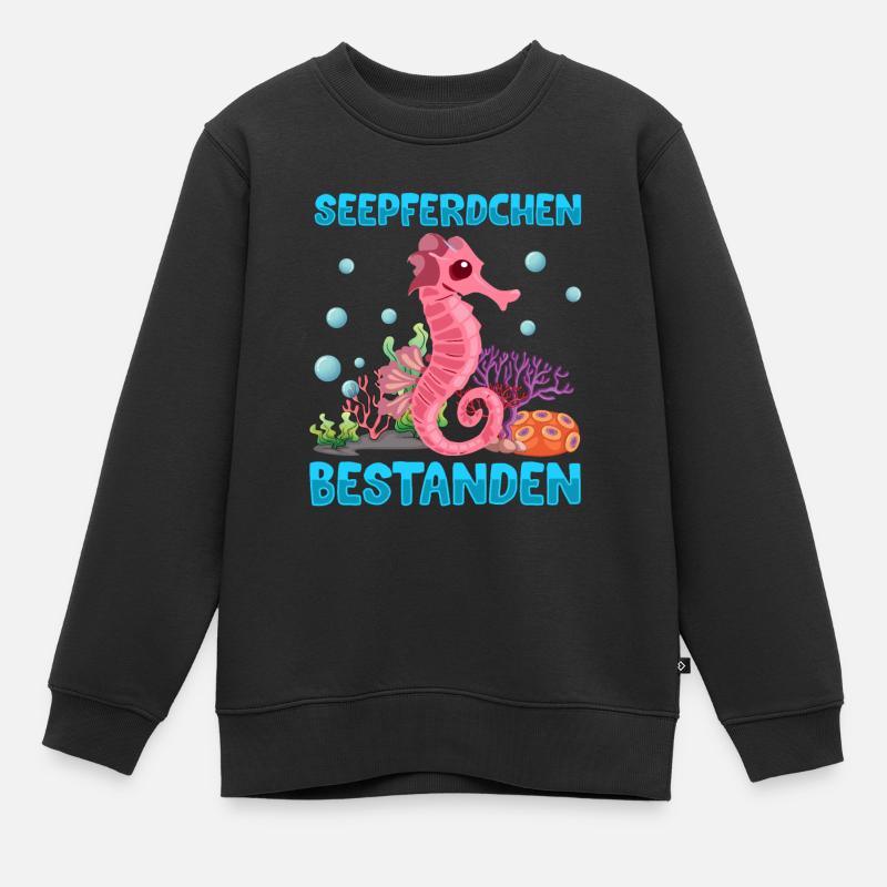 Seepferdchen bestanden - Kinder Premium Organic Sweatshirt - Schwarz