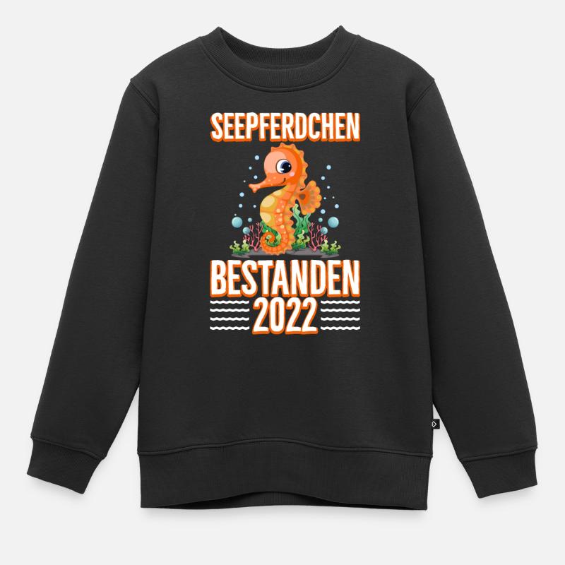 Seepferdchen bestanden - Kinder Premium Organic Sweatshirt - Schwarz