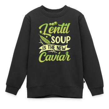 La soupe aux lentilles est la nouvelle lentille de caviar Lentilles - Sweat Premium enfant bio - noir - Devant - AI Model Kid Female (0cm)