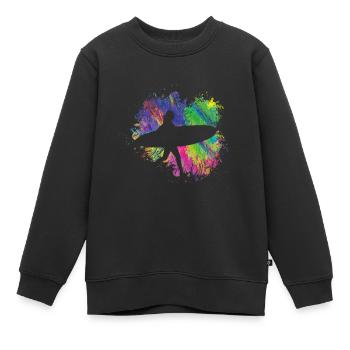Sommersurfer Mit Brett - Kinder Premium Organic Sweatshirt - Schwarz - Vorne - AI Model Kid Female (0cm)