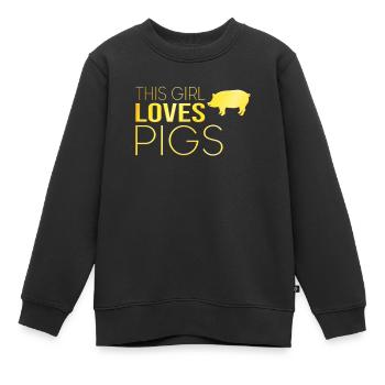 Dicton de cochon fille - Sweat Premium enfant bio - noir - Devant - AI Model Kid Female (0cm)