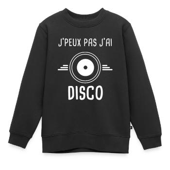 disco je peux pas j'ai disco vinyle vinyle - Sweat Premium enfant bio - noir - Devant - AI Model Kid Female (0cm)