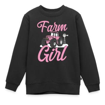 Farming Farmer Girl Tractor Farm - Kinder Premium Organic Sweatshirt - Schwarz - Vorne - AI Model Kid Female (0cm)