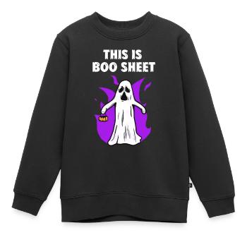 C’EST BOO SHEET Ghost * Joyeux Halloween * - Sweat Premium enfant bio - noir - Devant - AI Model Kid Female (0cm)