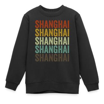 Shanghai Chine Rétro Vintage - Sweat Premium enfant bio - noir - Devant - AI Model Kid Female (0cm)