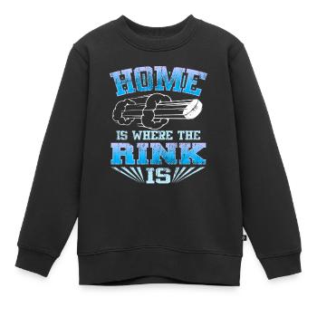 Retro Vintage Home est l’endroit où la patinoire est le hockey - Sweat Premium enfant bio - noir - Devant - AI Model Kid Female (0cm)