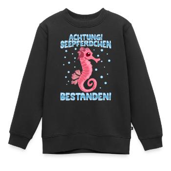 Seepferdchen bestanden - Kinder Premium Organic Sweatshirt - Schwarz - Vorne - AI Model Kid Female (0cm)