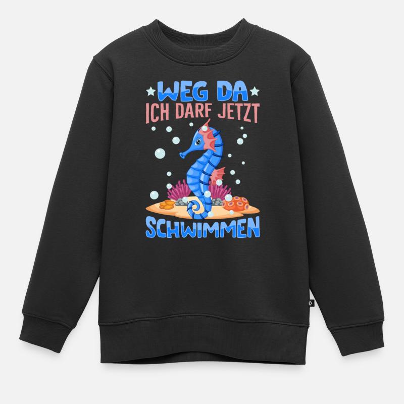 Seepferdchen bestanden - Kinder Premium Organic Sweatshirt - Schwarz