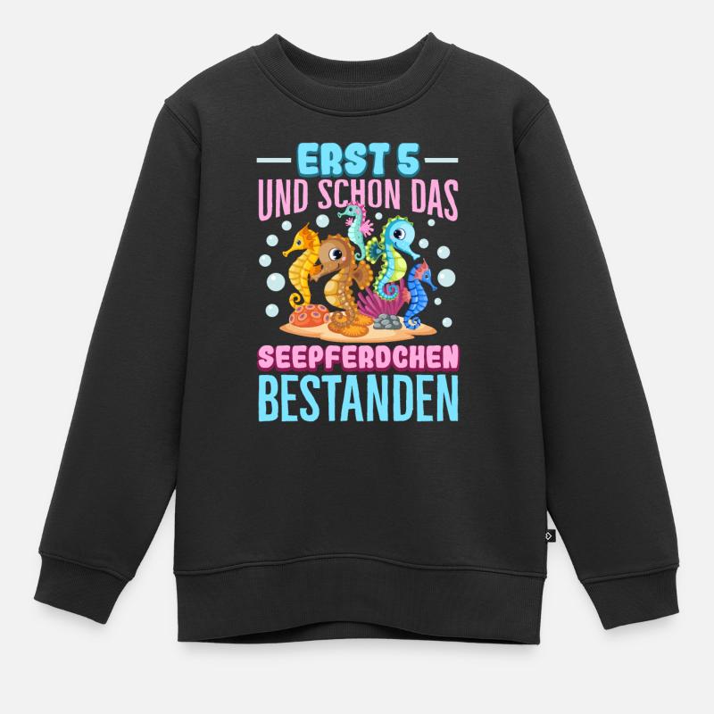 Seepferdchen bestanden - Kinder Premium Organic Sweatshirt - Schwarz