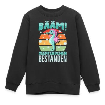 Seepferdchen bestanden - Kinder Premium Organic Sweatshirt - Schwarz - Vorne - AI Model Kid Female (0cm)