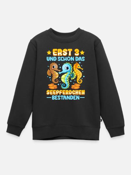 Seepferdchen bestanden - Kinder Premium Organic Sweatshirt - Schwarz