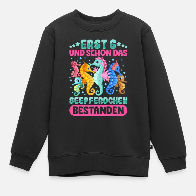 Seepferdchen bestanden - Kinder Premium Organic Sweatshirt - Schwarz