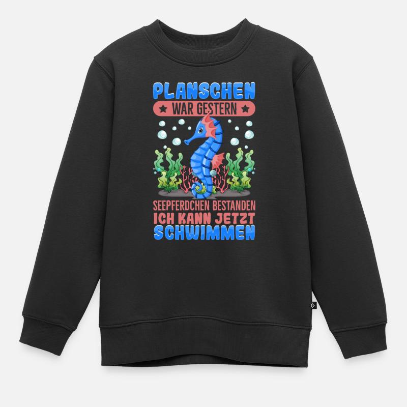 Seepferdchen bestanden - Kinder Premium Organic Sweatshirt - Schwarz