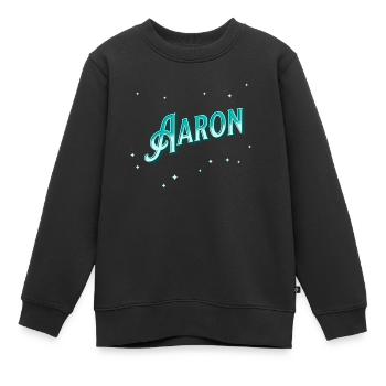 Aaron name personalized - Kids Premium Organic Sweatshirt - black - Front - AI Model Kid Female (0cm)