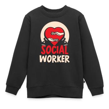 Travailleur social Travailleur social Profession de travailleur social - Sweat Premium enfant bio - noir - Devant - AI Model Kid Female (0cm)