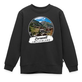 Zermatt Suisse Souvenir - Sweat Premium enfant bio - noir - Devant - AI Model Kid Female (0cm)