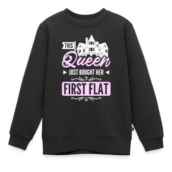 Cette reine vient d’acheter son premier appartement - Sweat Premium enfant bio - noir - Devant - AI Model Kid Female (0cm)