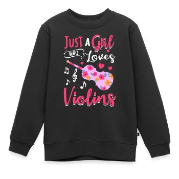 Fille Son violon aime les musiciens violonistes - Sweat Premium enfant bio - noir - Devant - AI Model Kid Female (0cm)