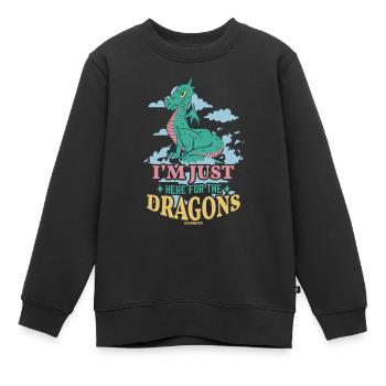 Je suis juste ici pour les dragons - Sweat Premium enfant bio - noir - Devant - AI Model Kid Female (0cm)