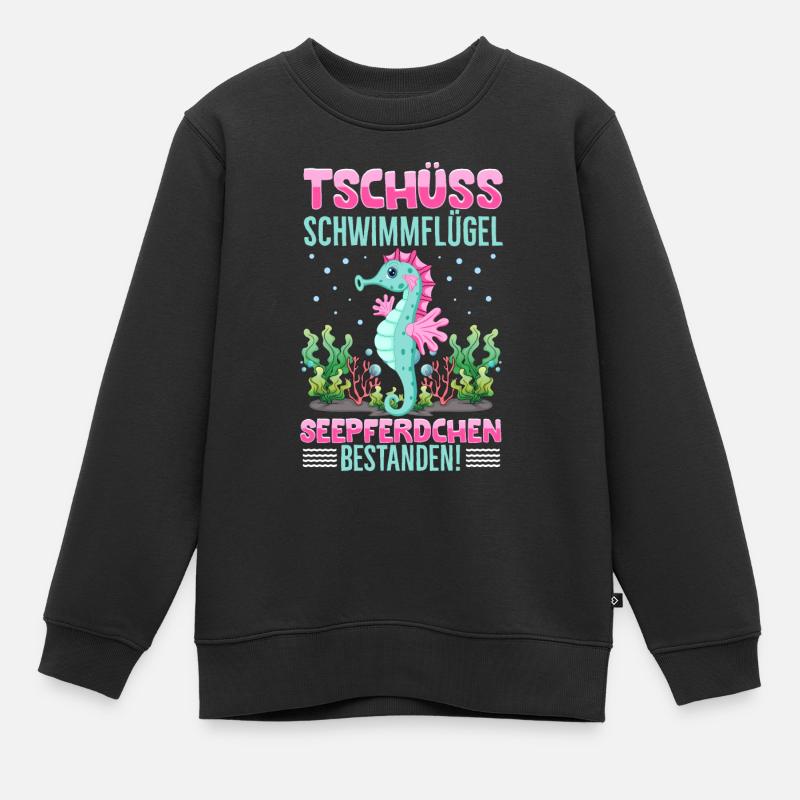 Seepferdchen bestanden - Kinder Premium Organic Sweatshirt - Schwarz
