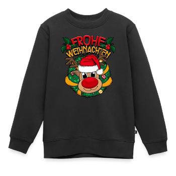 Frohe Weihnachten - Kinder Premium Organic Sweatshirt - Schwarz - Vorne - AI Model Kid Female (0cm)