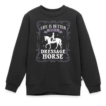Dressage Équitation Équitation Dressage - Sweat Premium enfant bio - noir - Devant - AI Model Kid Female (0cm)