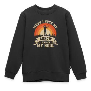 Lustiger Bogenschießen-Wettbewerb für einen - Kinder Premium Organic Sweatshirt - Schwarz - Vorne - AI Model Kid Female (0cm)