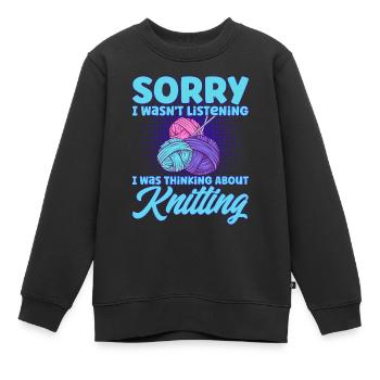 Stricken Stricken Liebhaber Stricken Geschenk - Kinder Premium Organic Sweatshirt - Schwarz - Vorne - AI Model Kid Female (0cm)