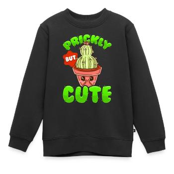 Piquant mais doux Kawaii Drôle de cactus - Sweat Premium enfant bio - noir - Devant - AI Model Kid Female (0cm)