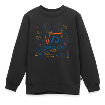square root 25 years old - Sweat Premium enfant bio - noir - Devant - AI Model Kid Female (0cm)