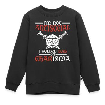 Nicht Asozial, Ich Rollte Mit Niedrigem Charisma - Kinder Premium Organic Sweatshirt - Schwarz - Vorne - AI Model Kid Female (0cm)