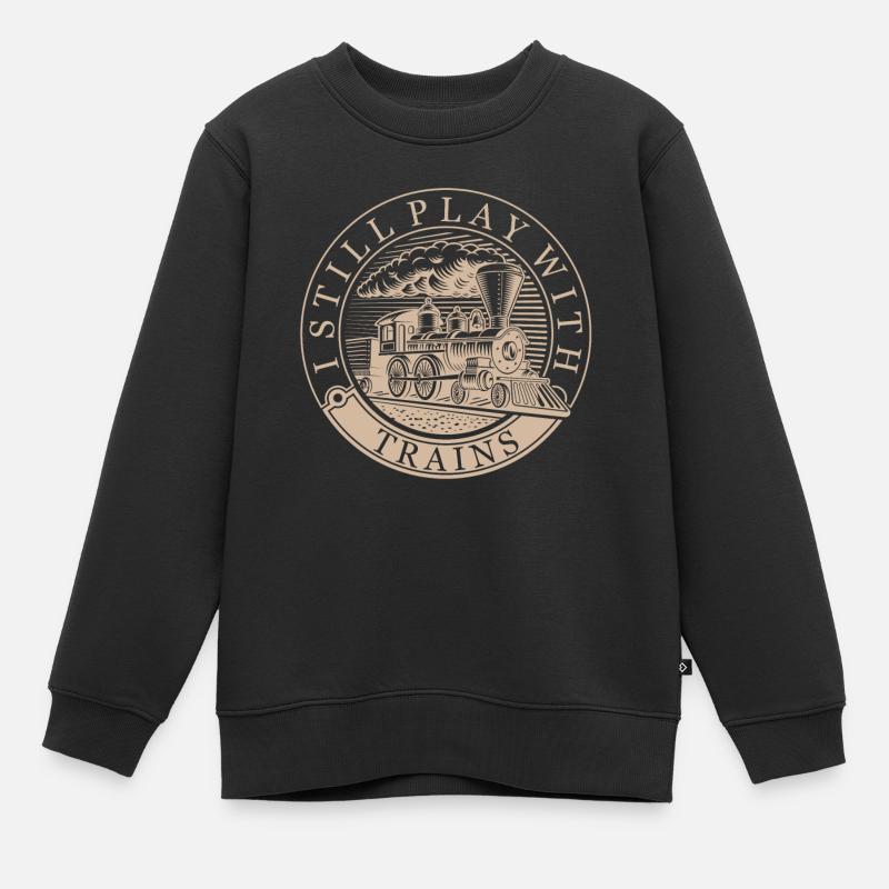 Constructeur de modèle de train, locomotive de locomotive de modèle de locomotive - Sweat Premium enfant bio - noir