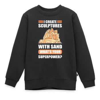 I create Sculptures with Sand Superpower? Sand - Kinder Premium Organic Sweatshirt - Schwarz - Vorne - AI Model Kid Female (0cm)