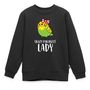 Verrückte Sittich-Dame - Kinder Premium Organic Sweatshirt - Schwarz - Vorne - AI Model Kid Female (0cm)